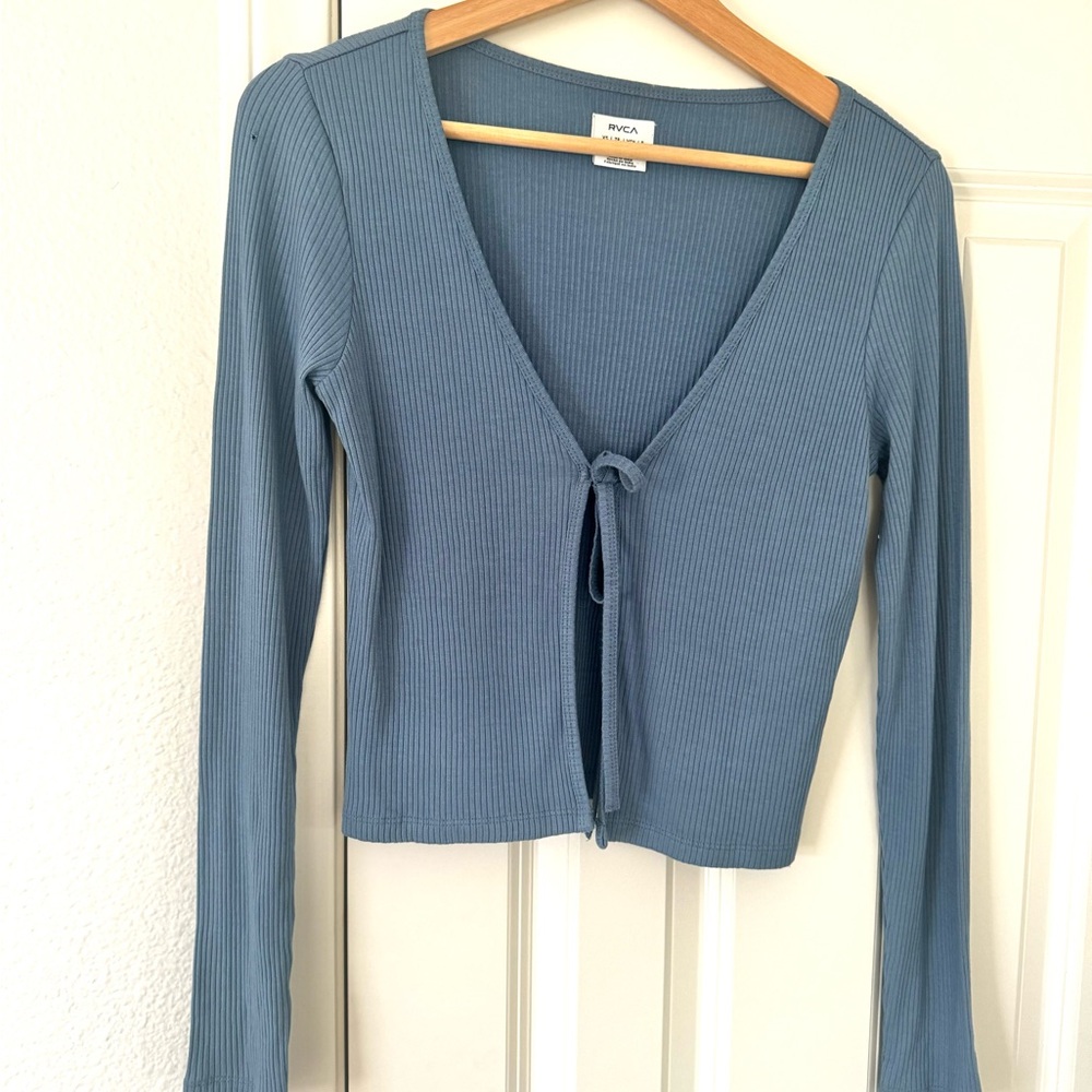 RVCA Women's Long Sleeve Tie-Front Top in Blue